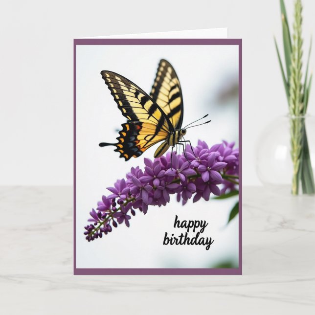 Carte de joyeux anniversaire papillon floral (Devant)
