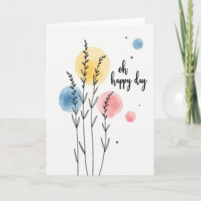Carte de joyeux anniversaire pastel botanique douc (Devant)