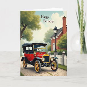 Carte de Joyeux Anniversaire pour une voiture roug