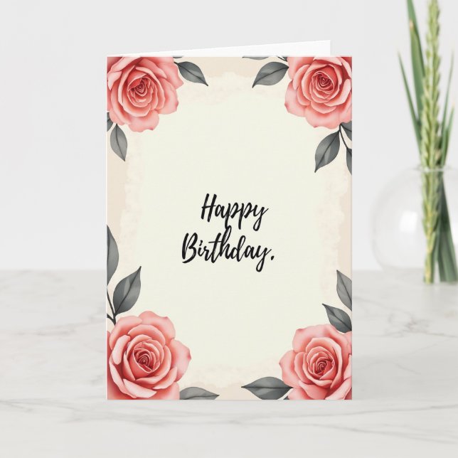 Carte de joyeux anniversaire Rose (Devant)