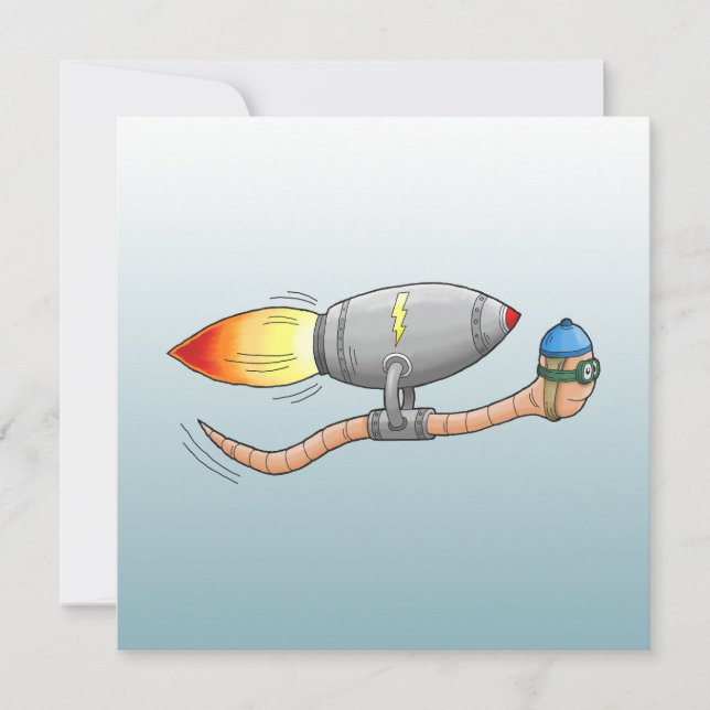 Carte de joyeux anniversaire Ver à fusée rapide (Devant)
