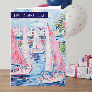 Carte de joyeux anniversaire voilier nautique Cô