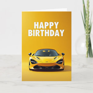 Carte de Joyeux Anniversaire Voiture Jaune Rapide