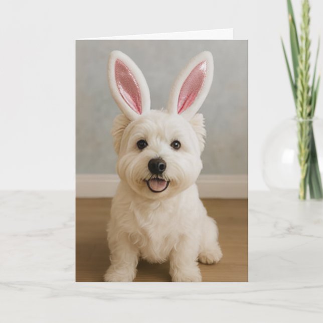 Carte de Joyeux Anniversaire Westie de Pâques (Devant)
