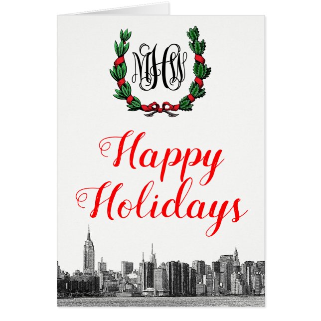 Carte de Joyeux Jours de Noël NYC Skyline (Devant)