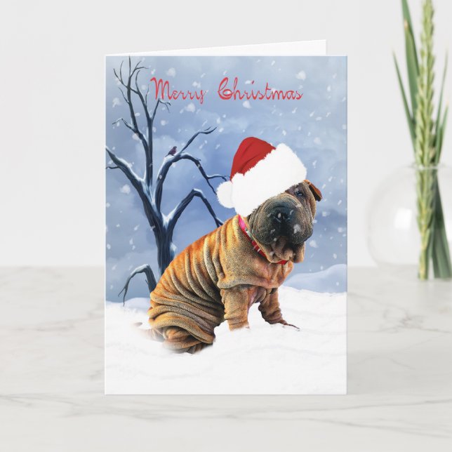 Carte de Joyeux Noël de Shar-Pei - Shar-Pei dans (Devant)
