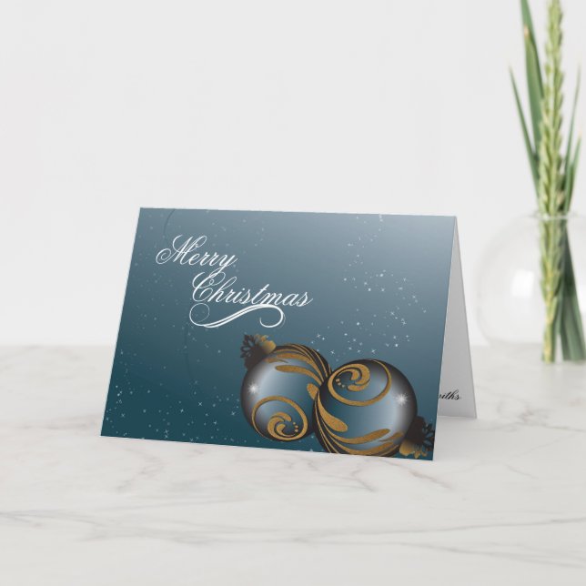Carte de Joyeux Noël - ornements turquoises (Devant)