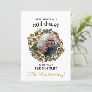 Carte de jubilé d'or avec pluie de vœux et photo