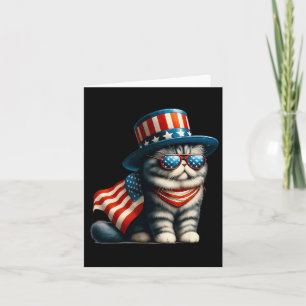 Carte De Juillet Chat Amoureux des chats Drapeau América