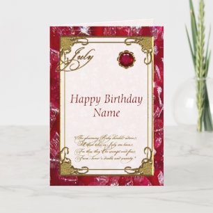 Carte de July Ruby Birthstone
