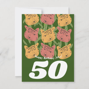 Carte de jungle de chat léopard d'anniversaire sau