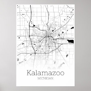 Carte de Kalamazoo - Michigan - Poster de carte de