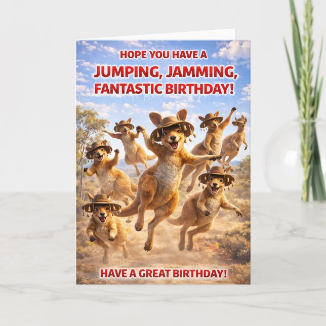 Carte de kangourou d'anniversaire fantastique de (Devant)