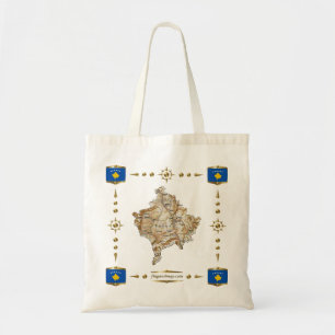 Carte de Kosovo + Sac de drapeaux