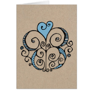 Carte de kraft bleu Heart Motif