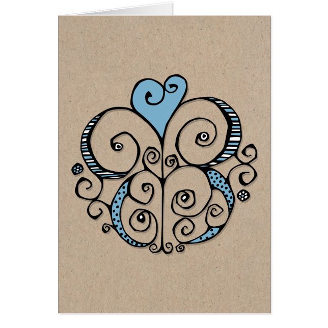 Carte de kraft bleu Heart Motif (Devant)