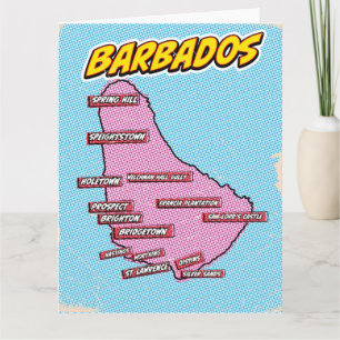 Carte de la Barbade illustrée dans le style Pop Ar