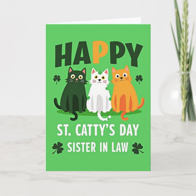 Carte de la belle-sœur pour chats heureux (Devant)