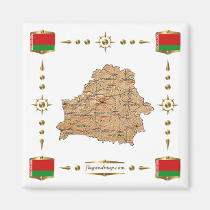 Carte de la Biélorussie + Pavillons Magnet
