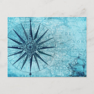 Carte de la boussole de navigation nautique vintag