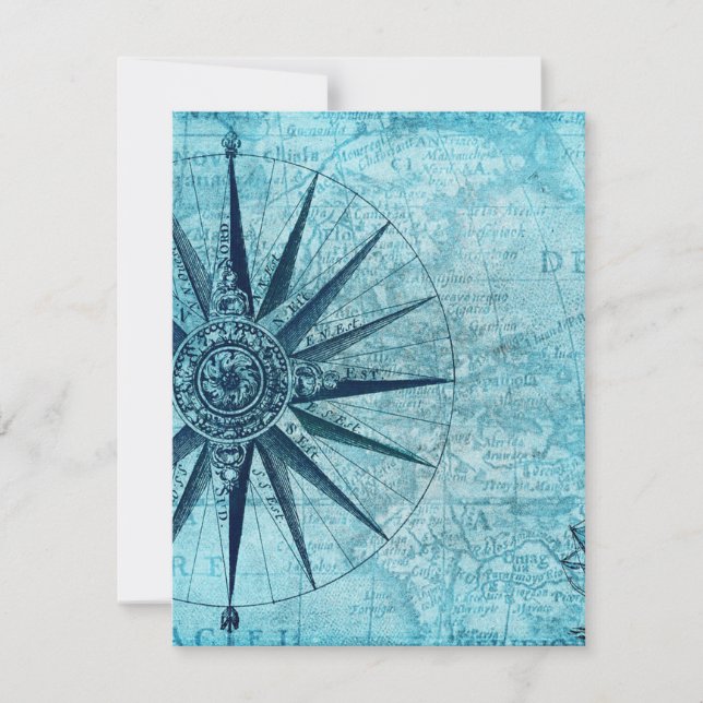 Carte de la boussole de navigation nautique vintag (Devant)