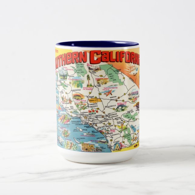 Carte de la Californie du Sud sur un mug (Centre)