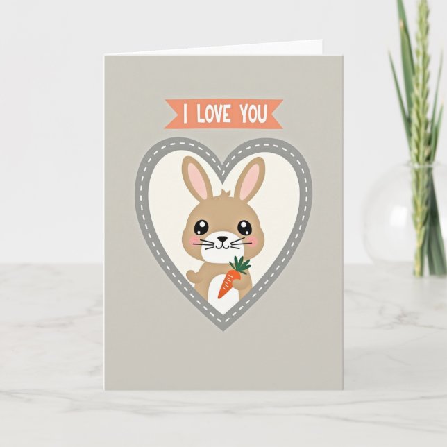 Carte de la carotte de lapin je t'aime (Devant)