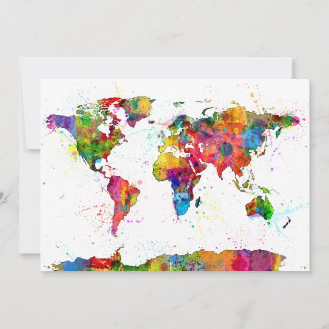 Carte de la carte du monde aquarelle (Devant)