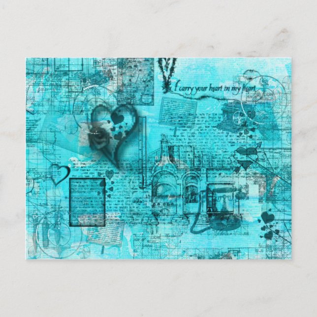 Carte de la carte postale Coeur (Turquoise) (Devant)