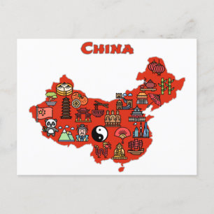 carte de la Chine avec les icônes des destinations