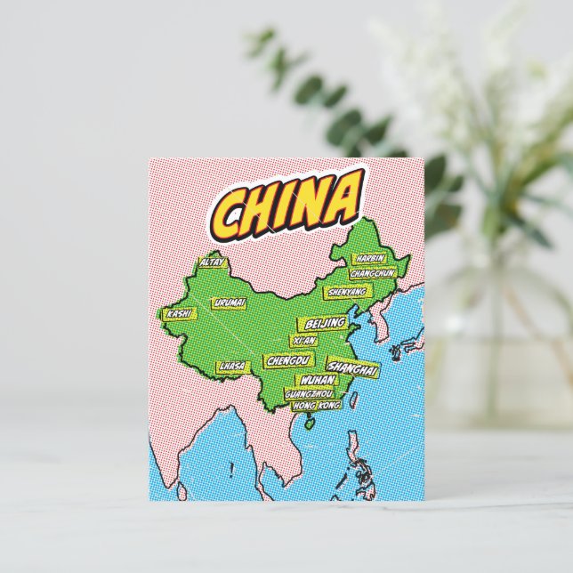 Carte de la Chine illustrée par Pop Art (Debout devant)