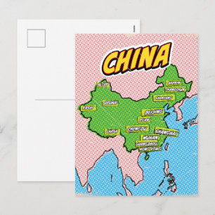 Carte de la Chine illustrée par Pop Art