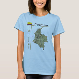 Carte de la Colombie + Drapeau + Titre T-shirt