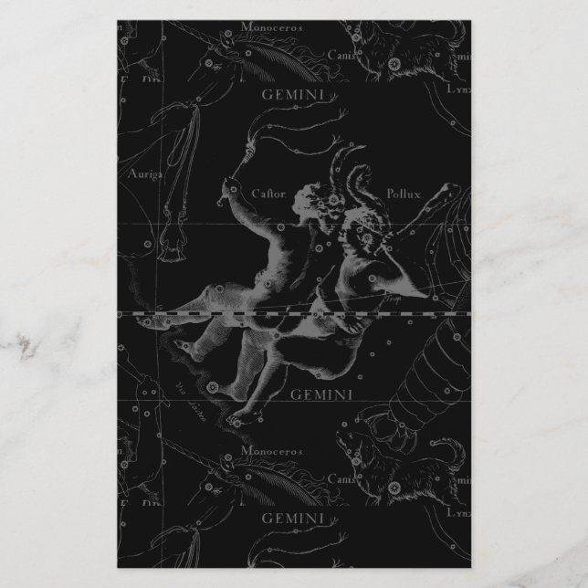 Carte de la constellation des Gémeaux gravée par H (Devant)