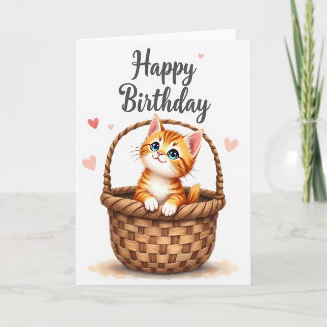Carte de la corbeille de chaton mignon (Devant)