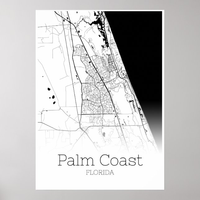Carte de la côte de Palm - Floride - Poster de la  (Devant)