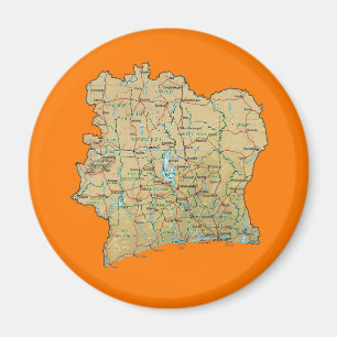 Carte de la Côte d'Ivoire Magnet