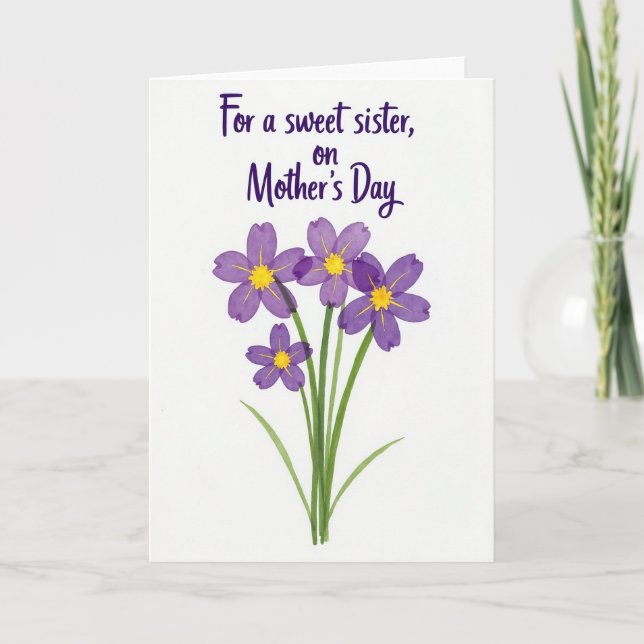 Carte de la douce sœur à fleurs à pois (Devant)