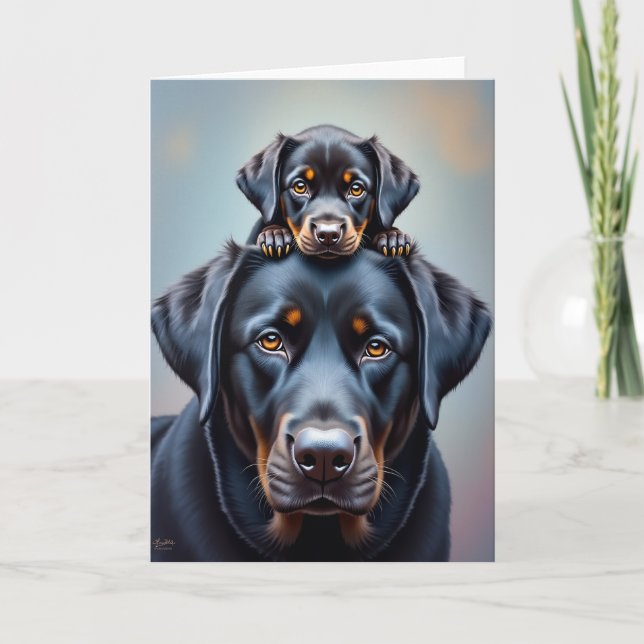 Carte de la famille canine aimante (Devant)