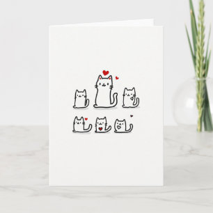 Carte de la famille d'amour de chat mignon
