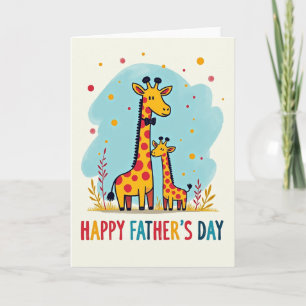 Carte de la famille de girafes pour la fête des pè
