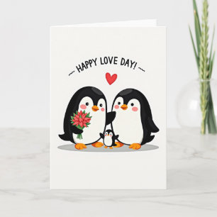 Carte de la famille de pingouins pour la fête de l