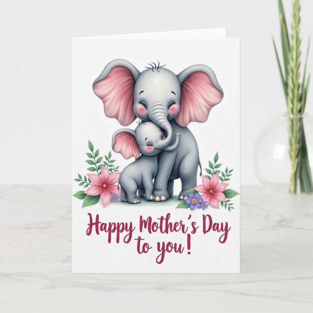 Carte de la famille d'éléphants aimants (Devant)