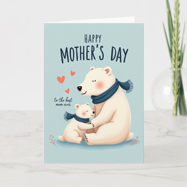 Carte de la fête de la meilleure maman pour ours (Devant)