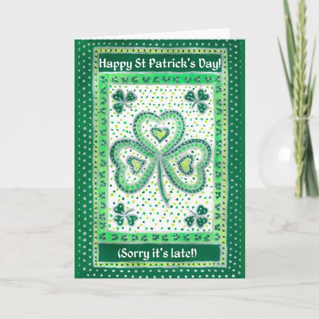 Carte de la fête de la Saint Patrick du shamrock (Devant)