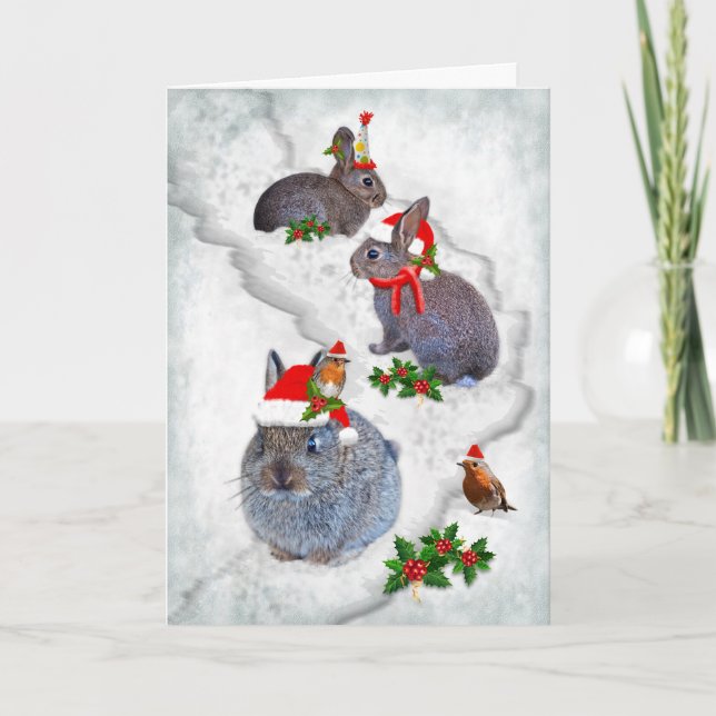Carte de la fête de Noël des lapins (entrez pour (Devant)