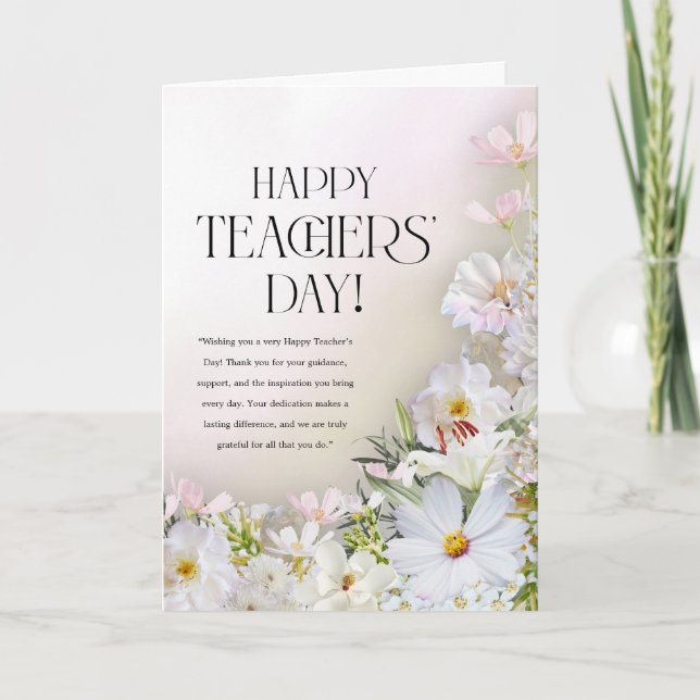 Carte de la Fête des Enseignants à Fleurs au Paste (Devant)
