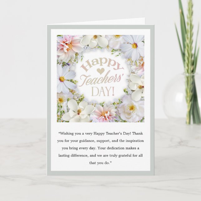 Carte de la fête des enseignants à motif floral do (Devant)