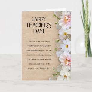 Carte de la Fête des Enseignants Florale en Bois R