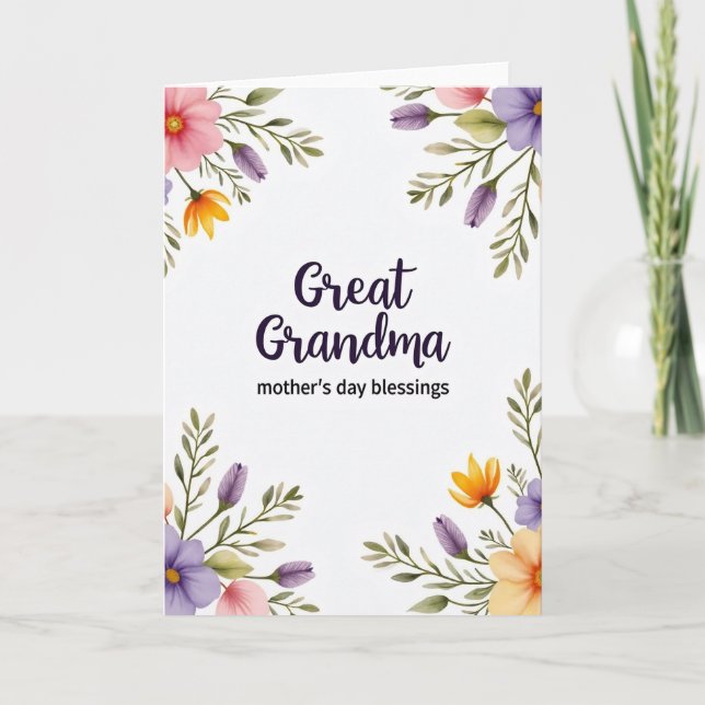 Carte de la Fête des grands-mères à l'aquarelle (Devant)